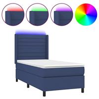 Boxspring met matras en LED stof blauw 100x200 cm - thumbnail