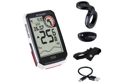Sigma Rox 4.0 + Set HR Fietscomputer GPS - Wit