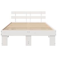 Bedframe met hoofdeinde Wit 135 x 190 cm Massief grenenhout - thumbnail
