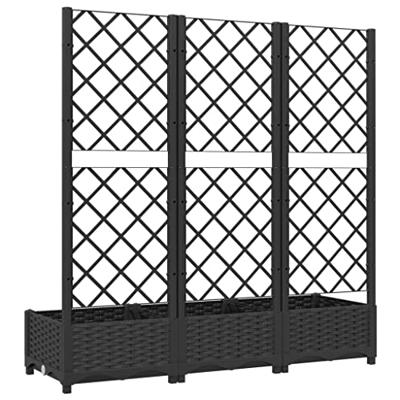 Plantenbak met trellis zwart 120x40x121,5 cm PP