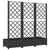 Plantenbak met latwerk 120x40x121,5 cm polypropeen zwart - thumbnail