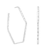 Zilveren Oorbellen Hexagonaal - 925 Sterling - thumbnail