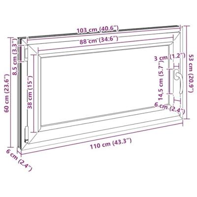 Kelderraam RISOR 110x60 cm draaikiep-draai DIN links wit