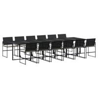 13-delige Tuinset met kussens poly rattan zwart - thumbnail