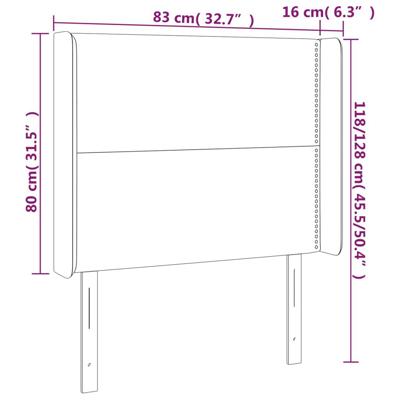Hoofdbord met randen 83x16x118/128 cm fluweel lichtgrijs