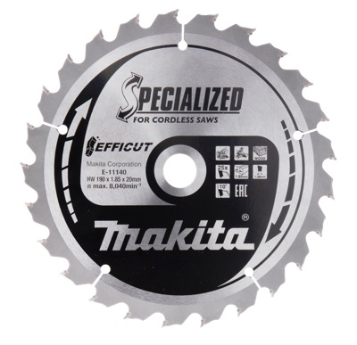 Makita Accessoires Afkortzaagblad Hout | Efficut 190x20x1,85 25T 10g - E-11140 E-11140