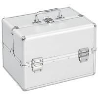 VidaXL Make-up koffer 22x30x21 cm aluminium zilverkleurig - thumbnail