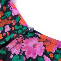 Kinderjurk met lange mouwen bloemenprint 92 felroze - thumbnail