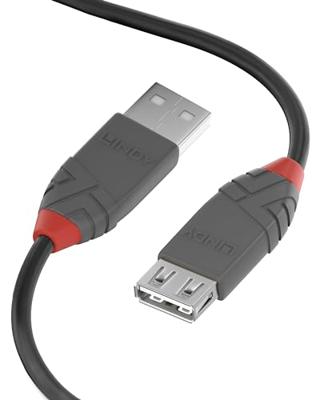 LINDY 36701 USB-kabel USB 2.0 USB-A stekker, USB-A bus 0.50 m Zwart Afgeschermd (dubbel)