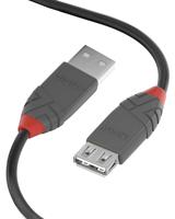 Lindy 36701 0.5m USB A USB A Mannelijk Vrouwelijk Zwart, Grijs USB-kabel - thumbnail