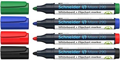 Schneider Schreibgeräte Maxx 290 129094 Whiteboardmarker Zwart, Rood, Blauw, Groen 4 stuk(s)
