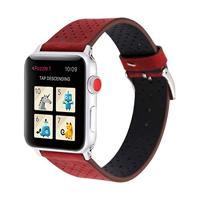 Dot Pattern Leren bandje - Rood - Geschikt voor Apple Watch 44mm / 45mm / 46mm / 49mm - thumbnail
