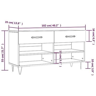Schoenenbank 102x35x55 cm bewerkt hout hoogglans wit