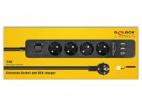 DeLOCK 4-weg stekkerdoos met USB-poorten - thumbnail