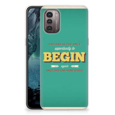 Nokia G21 | G11 | Siliconen hoesje | met naam Quote Begin Nokia G21 | G11 | Siliconen hoesje | met naam Quote Begin