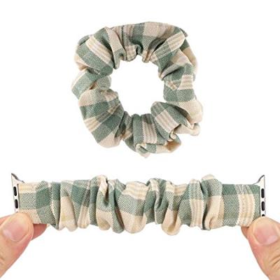 Elastisch scrunchie nylon bandje - Khaki / Groen - Geschikt voor Apple Watch 38mm / 40mm / 41mm / 42mm Elastisch scrunchie nylon bandje - Khaki / Groen - Geschikt voor Apple Watch 38mm / 40mm / 41mm / 42mm