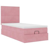Ottoman bed met matrassen en LED's 80x200cm fluweel roze - thumbnail