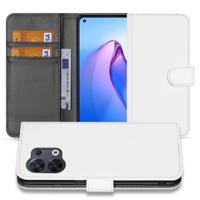 Book Case Telefoonhoesje voor de OPPO Reno8 Wit met Pasjeshouder - thumbnail