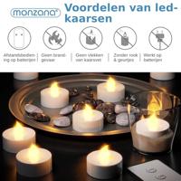 10 x flikkerende LED theelicht warmwit met afstandsbediening - thumbnail