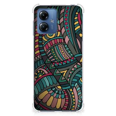 Motorola Moto G14 Doorzichtige Silicone Hoesje Aztec Motorola Moto G14 Doorzichtige Silicone Hoesje Aztec