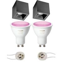 Philips Hue Vierkante Opbouwspot Set - Mat Zwart - Bluetooth - GU10 - thumbnail