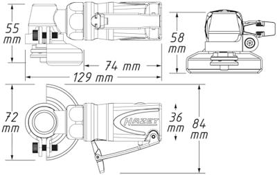 HAZET Haakse mini-slijper 9033M-7 · Lengte: 129 mm