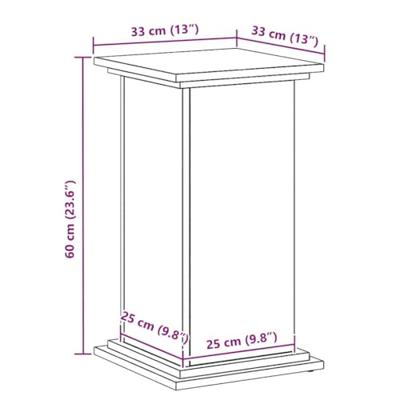 VidaXL Plantenstandaard zwart eiken 33 x 33 x 60 cm bewerkt hout