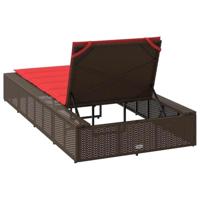 Ligbed met zwevend kussen poly rattan bruin - thumbnail