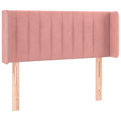 Hoofdbord met randen 147x16x118/128 cm fluweel roze - thumbnail