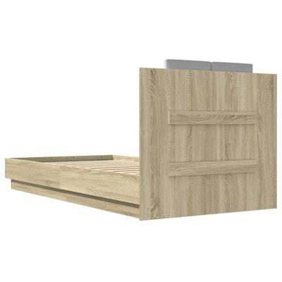 Bedframe met hoofdbord en LED sonoma eikenkleurig 75x190 cm - thumbnail