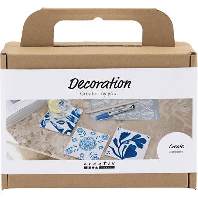 Creativ Company Mini hobbyset decoratie porseleinen onderzetters blauw Creativ Company Mini hobbyset decoratie porseleinen onderzetters blauw