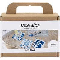Creativ Company Mini hobbyset decoratie porseleinen onderzetters blauw - thumbnail