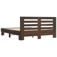 Bedframe bewerkt hout metaal bruin eikenkleur 200x200 cm - thumbnail