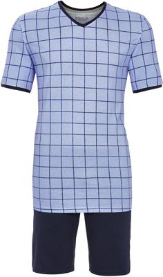 Katoenen ruiten shortama blauw