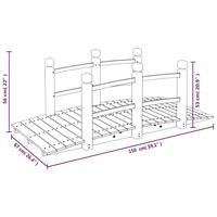 Tuinbrug met leuningen 150x67x56 cm massief vurenhout - thumbnail