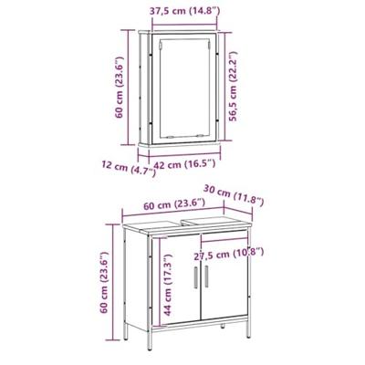 Badkamermeubelset 2 pcs Bruin 60 x 30 x 60 cm Bewerkt hout