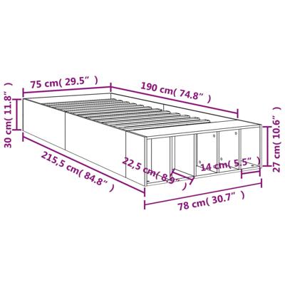 Bedframe bewerkt hout betongrijs 100x200 cm