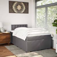 Boxspring met matras kunstleer grijs 120x190 cm - thumbnail