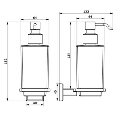 Zeepdispenser Sapho Colorado Hangend 250 ML Chroom / Satijnglas Sapho