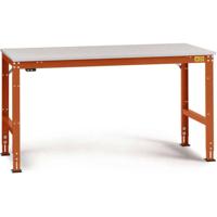 Manuflex LU4153.2001 ESD ESD-werktafel universele standaard achtergrond tafel met rubber schijf, bxdxh = 2500 x 1000 x 760-870 mm Rood-oranje (RAL 2001) - thumbnail