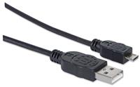 Manhattan USB-kabel USB 2.0 USB-A stekker, USB-micro-B stekker 1.80 m Zwart UL gecertificeerd 307178-CG - thumbnail
