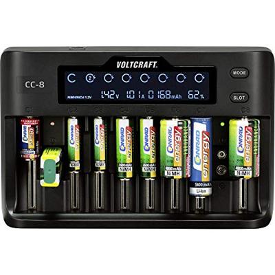 VOLTCRAFT CC-8 Batterijlader Li-ion, LiFePO, NiMH, NiCd A, AA (penlite), AAA (potlood), AAAA (mini), 9 V (blok), C (baby), Sub-C, 10340, 14500, 16340, 17500,