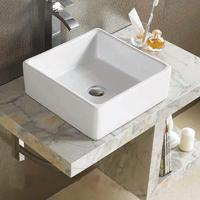 Waskom Sanilux Quatro Keramiek 38x38x13cm Vierkant wit (exclusief waste) - thumbnail