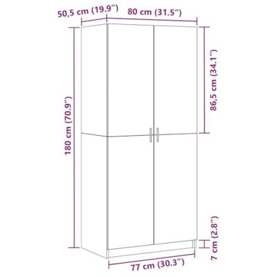 Kledingkast met opslag Zwart 80 x 51 x 180 cm Bewerkt hout