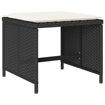 15-delige Tuinset met kussens poly rattan zwart