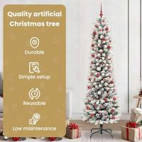 Kunstkerstboom met 300 LED Wit 210 cm PVC en Metaal en Plastic - thumbnail
