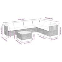 7-delige Loungeset met kussens poly rattan beige - thumbnail