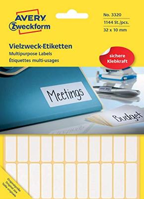 Etiket avery 3320 32x10mm wit 1144st