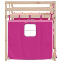 Stapelbed met gordijnen 90x190 cm grenenhout roze - thumbnail