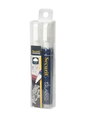 Securit Waterproof krijtmarker medium wit, blister met 2 stuks Securit Waterproof krijtmarker medium wit, blister met 2 stuks